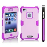 Apple Iphone 4 4S Case Luminous Silicone With Hard Pc Double Color 2in1 Hybrid High Impact Protective Case For Apple Iphone 4 4S(Purple with Light Purple)