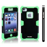 Apple Iphone 4 4S Case Luminous Silicone With Hard Pc Double Color 2in1 Hybrid High Impact Protective Case For Apple Iphone 4 4S(Light Green with Black)