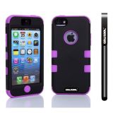 Apple Iphone 5C Case Silicone With Hard Pc Double Color 2in1 Hybrid High Impact Protective Case For Apple Iphone 5C(Black with Purple)