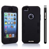 Apple Iphone 5C Case Silicone With Hard Pc Double Color 2in1 Hybrid High Impact Protective Case For Apple Iphone 5C(Black with Black)