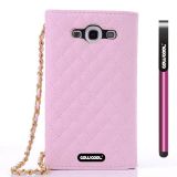 Samsung 9300 Galaxy S3 Case Pu Leather Diamond Wire Lattice Hand Stitching Wallet Protective Case For Apple Iphone 4 4S(Pink)