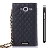 Samsung 9300 Galaxy S3 Case Pu Leather Diamond Wire Lattice Hand Stitching Wallet Protective Case For Apple Iphone 4 4S(Black)