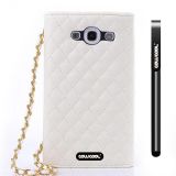 Samsung 9300 Galaxy S3 Case Pu Leather Diamond Wire Lattice Hand Stitching Wallet Protective Case For Apple Iphone 4 4S(White)