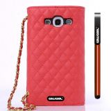 Samsung 9300 Galaxy S3 Case Pu Leather Diamond Wire Lattice Hand Stitching Wallet Protective Case For Apple Iphone 4 4S(Red)