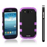 Samsung 9300 Galaxy S3 Case Silicone With Hard Pc Double Color 3in1 Hybrid High Impact Protective Case For Samsung 9300 Galaxy S3(Black with Purple)