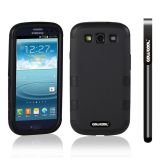 Samsung 9300 Galaxy S3 Case Silicone With Hard Pc Double Color 3in1 Hybrid High Impact Protective Case For Samsung 9300 Galaxy S3(Black with Black)