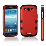 Samsung 9300 Galaxy S3 Case Silicone With Hard Pc Double Color 3in1 Hybrid High Impact Protective Case For Samsung 9300 Galaxy S3(Red with Black)