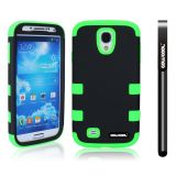 Samsung 9500 Galaxy S4 Case Hard Pc Double Color 3in1 Hybrid High Impact Protective Case For Samsung 9500 Galaxy S4(Black with Green)