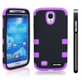 Samsung 9500 Galaxy S4 Case Hard Pc Double Color 3in1 Hybrid High Impact Protective Case For Samsung 9500 Galaxy S4(Black with Purple)