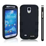 Samsung 9500 Galaxy S4 Case Hard Pc Double Color 3in1 Hybrid High Impact Protective Case For Samsung 9500 Galaxy S4(Black with Black)