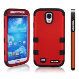 Samsung 9500 Galaxy S4 Case Hard Pc Double Color 3in1 Hybrid High Impact Protective Case For Samsung 9500 Galaxy S4(Red with Black)