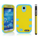 Samsung 9500 Galaxy S4 Case Hard Pc Double Color 3in1 Hybrid High Impact Protective Case For Samsung 9500 Galaxy S4(Yellow with Sky Blue)