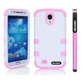 Samsung 9500 Galaxy S4 Case Hard Pc Double Color 3in1 Hybrid High Impact Protective Case For Samsung 9500 Galaxy S4(White with Pink)