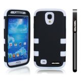 Samsung 9500 Galaxy S4 Case Hard Pc Double Color 3in1 Hybrid High Impact Protective Case For Samsung 9500 Galaxy S4(Black with White)