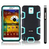 Samsung Note 3 Case Silicone With Hard Pc Double Color 3in1 Hybrid High Impact Protective Case For Samsung Note 3(Black with Light Green)