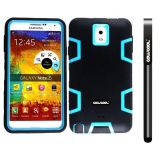 Samsung Note 3 Case Silicone With Hard Pc Double Color 3in1 Hybrid High Impact Protective Case For Samsung Note 3(Black with Sky Blue)