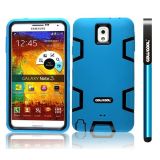 Samsung Note 3 Case Silicone With Hard Pc Double Color 3in1 Hybrid High Impact Protective Case For Samsung Note 3(Sky Blue with Black)