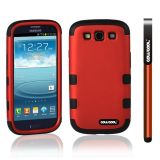 Samsung 9300 Galaxy S3 Case Silicone With Hard Pc Double Color 3in1 Hybrid High Impact Protective Case For Samsung 9300 Galaxy S3(Red with Black)