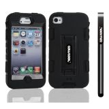 Apple Iphone 4 Case Silicone With Hard Pc Double Color 2in1 Hybrid High Impact With Kickstand Protective Case For Apple Iphone 4(Black with Black)