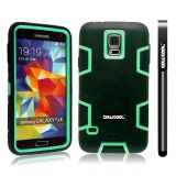 Samsung N9600 Galaxys5 Case Silicone With Hard Pc Double Color 2in1 Hybrid High Impact Protective Case For Samsung N9600 Galaxys5(Black with Green)