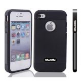 Apple Iphone 4 4S Case Tpu With Pc Double Color 2in1 Hybrid High Impact Protective Case For Apple Iphone 4 4S(Black)