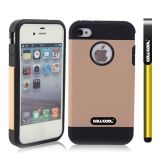 Apple Iphone 4 4S Case Tpu With Pc Double Color 2in1 Hybrid High Impact Protective Case For Apple Iphone 4 4S(Light brown)