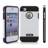 Apple Iphone 4 4S Case Tpu With Pc Double Color 2in1 Hybrid High Impact Protective Case For Apple Iphone 4 4S(White)