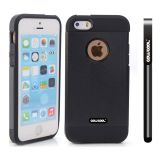 Apple Iphone 5 5S Case Tpu With Pc Double Color 2in1 Hybrid High Impact Protective Case For Apple Iphone 5 5S(Black)