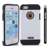 Apple Iphone 5 5S Case Tpu With Pc Double Color 2in1 Hybrid High Impact Protective Case For Apple Iphone 5 5S(White)