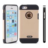 Apple Iphone 5 5S Case Tpu With Pc Double Color 2in1 Hybrid High Impact Protective Case For Apple Iphone 5 5S(Light brown)