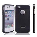 Apple Iphone 4 4S Case Tpu With Pc Double Color 2in1 Hybrid High Impact Protective Case For Apple Iphone 5 5S(Black)