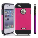 Apple Iphone 4 4S Case Tpu With Pc Double Color 2in1 Hybrid High Impact Protective Case For Apple Iphone 5 5S(Pink)