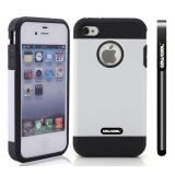 Apple Iphone 4 4S Case Tpu With Pc Double Color 2in1 Hybrid High Impact Protective Case For Apple Iphone 5 5S(White)