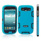 Samsung 9300 Galaxy S3 Case Silicone With Hard Pc Double Color 2in1 Hybrid High Impact Protective Case For Samsung 9300 Galaxy S3(Sky Blue with Black)