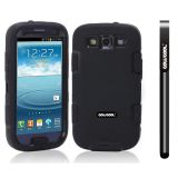 Samsung 9300 Galaxy S3 Case Silicone With Hard Pc Double Color 2in1 Hybrid High Impact Protective Case For Samsung 9300 Galaxy S3(Black with Black)