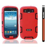 Samsung 9300 Galaxy S3 Case Silicone With Hard Pc Double Color 2in1 Hybrid High Impact Protective Case For Samsung 9300 Galaxy S3(Red with Black)