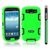 Samsung 9300 Galaxy S3 Case Silicone With Hard Pc Double Color 2in1 Hybrid High Impact Protective Case For Samsung 9300 Galaxy S3(Green with Black)