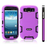 Samsung 9300 Galaxy S3 Case Silicone With Hard Pc Double Color 2in1 Hybrid High Impact Protective Case For Samsung 9300 Galaxy S3(Purple with Black)