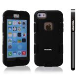 Apple Iphone 5C Case Silicone With Hard Pc Double Color 2in1 Hybrid High Impact Protective Case For Apple Iphone 5C(Black with Black)