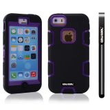 Apple Iphone 5C Case Silicone With Hard Pc Double Color 2in1 Hybrid High Impact Protective Case For Apple Iphone 5C(Black with Purple)