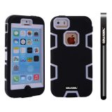 Apple Iphone 5C Case Silicone With Hard Pc Double Color 2in1 Hybrid High Impact Protective Case For Apple Iphone 5C(Black with White)