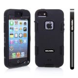 Apple Iphone 5 5S Case Silicone With Hard Pc Double Color 2in1 Hybrid High Impact Protective Case For Apple Iphone 5 5S(Black with Black)