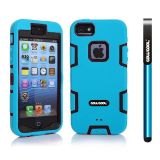 Apple Iphone 5 5S Case Silicone With Hard Pc Double Color 2in1 Hybrid High Impact Protective Case For Apple Iphone 5 5S(Sky Blue with Black)