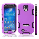 Apple Iphone 4 4S Case Silicone With Hard Pc Double Color 2in1 Hybrid High Impact Protective Case For Apple Iphone 4 4S(Purple with Black)