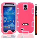 Apple Iphone 4 4S Case Silicone With Hard Pc Double Color 2in1 Hybrid High Impact Protective Case For Apple Iphone 4 4S(Pink with White)