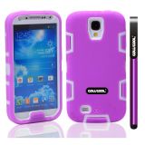 Apple Iphone 4 4S Case Silicone With Hard Pc Double Color 2in1 Hybrid High Impact Protective Case For Apple Iphone 4 4S(Purple with White)