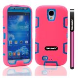 Apple Iphone 4 4S Case Silicone With Hard Pc Double Color 2in1 Hybrid High Impact Protective Case For Apple Iphone 4 4S(Pink with Sky Blue)