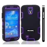 Apple Iphone 4 4S Case Silicone With Hard Pc Double Color 2in1 Hybrid High Impact Protective Case For Apple Iphone 4 4S(Black with Purple)