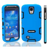 Apple Iphone 4 4S Case Silicone With Hard Pc Double Color 2in1 Hybrid High Impact Protective Case For Apple Iphone 4 4S(Sky Blue with Black)
