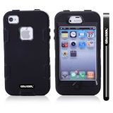 Apple Iphone 4 4S Case Silicone With Hard Pc Double Color 2in1 Hybrid High Impact Protective Case For Apple Iphone 4 4S(Black with Black)